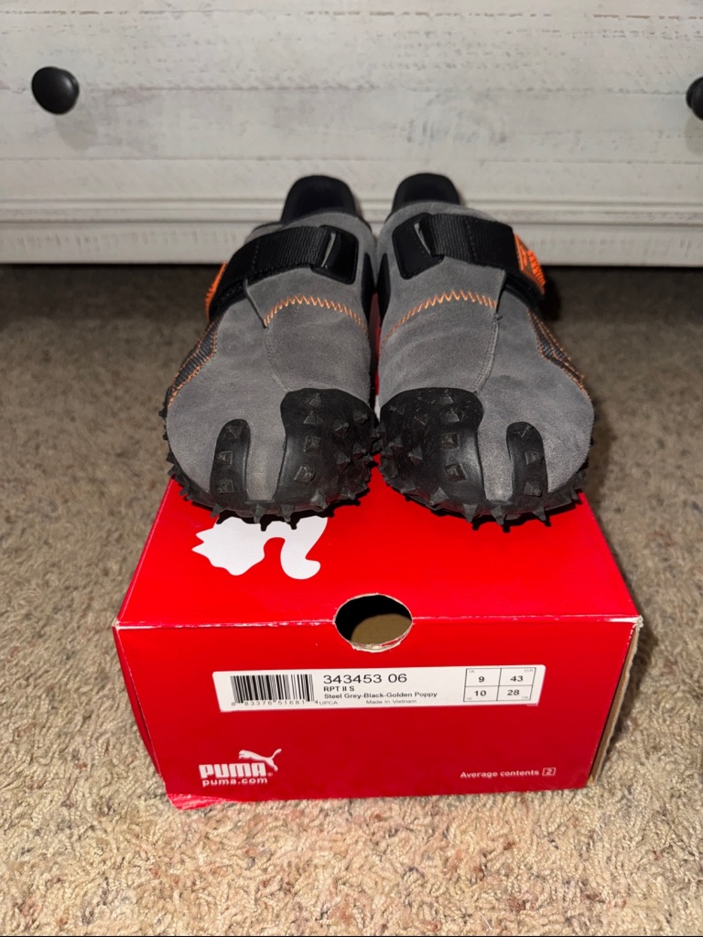 Puma Men’s Grey and Orange Suede Trail Sneakers